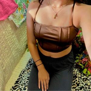 H&M brown corset tank top